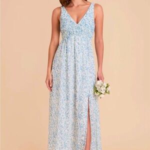 Birdy Grey Light Blue Floral Maxi Dress